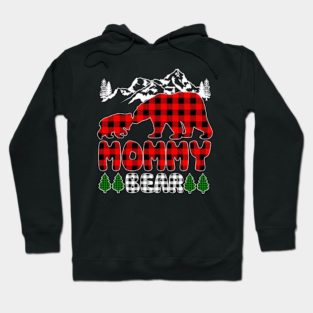 Mommy Bear Christmas Pajama Red Plaid Buffalo Family Gift Hoodie by paola.illustrations